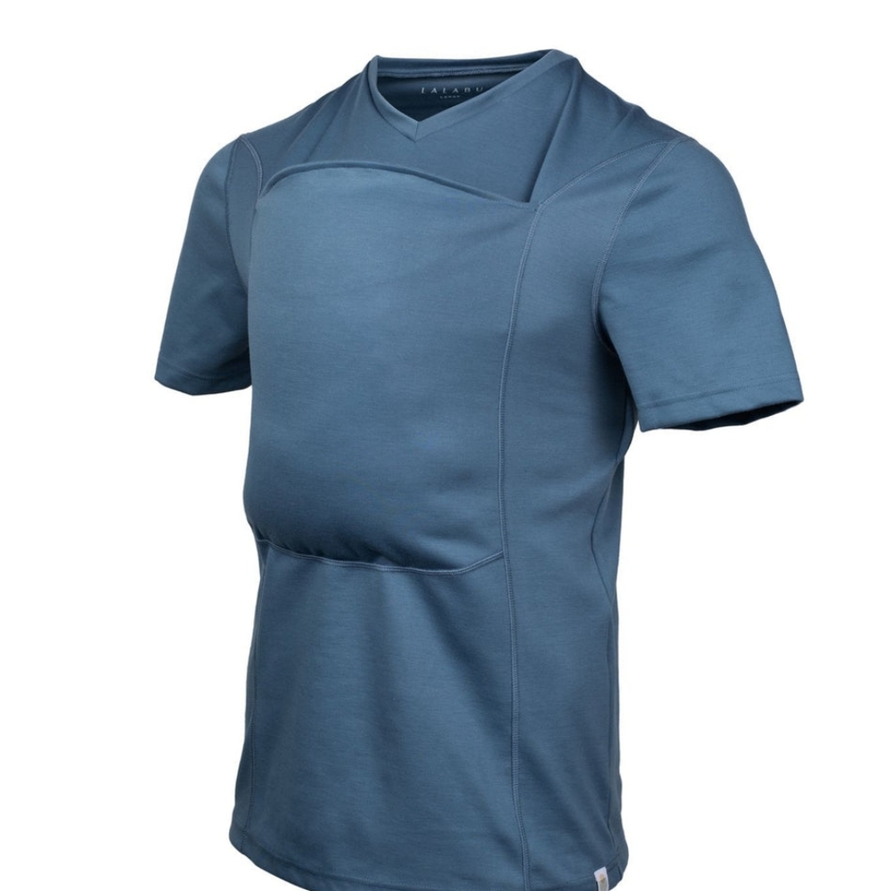 Lalabu Dad Shirt Blue Short Sleeve V-neck Babywearing Top Hands Free